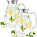 Glass Pitcher with Lid and Handle, 2.2L Borosilicate Glass Water Carafe by Unknown