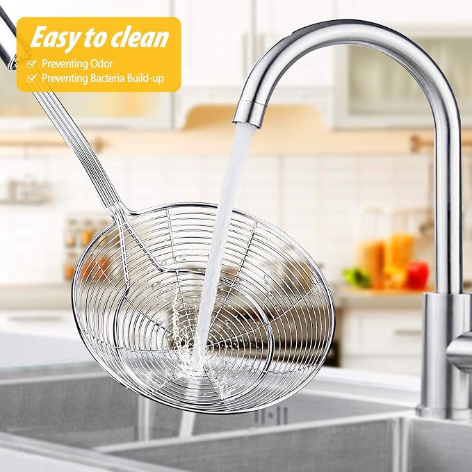 Pack of 2 Large Spider Strainer, Stainless Steel Skimmer Basket, Kitchen Ladle - Image 6