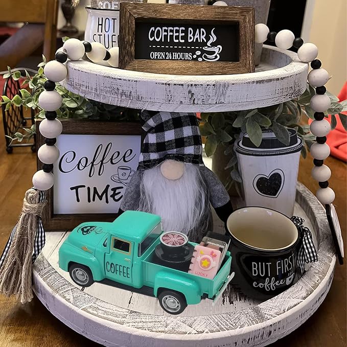 Coffee Bar Decor Vintage Mini Metal Truck Decor - Image 4