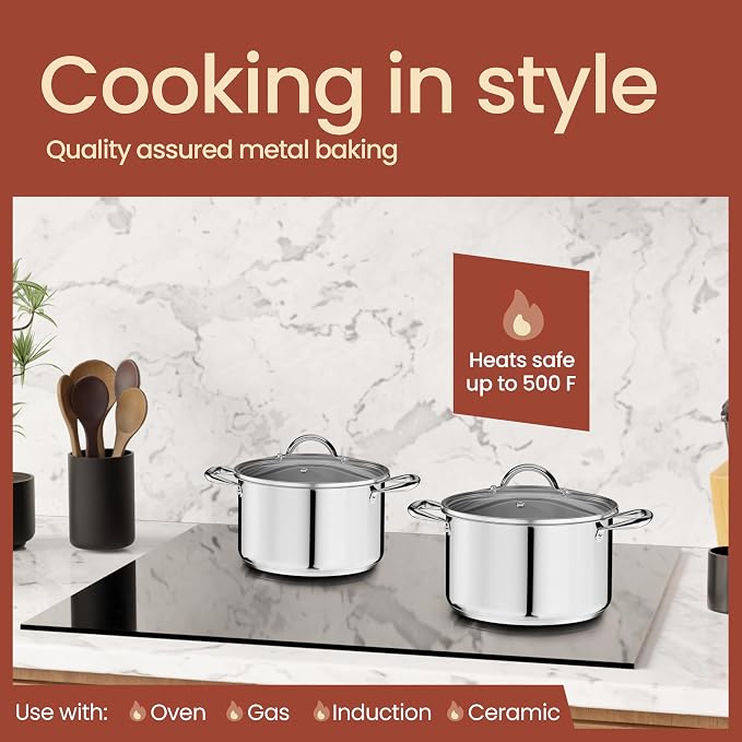 Stainless Steel Stockpot with Tempered Glass Lid 3 Quart, Durable 18/0 - Image 3