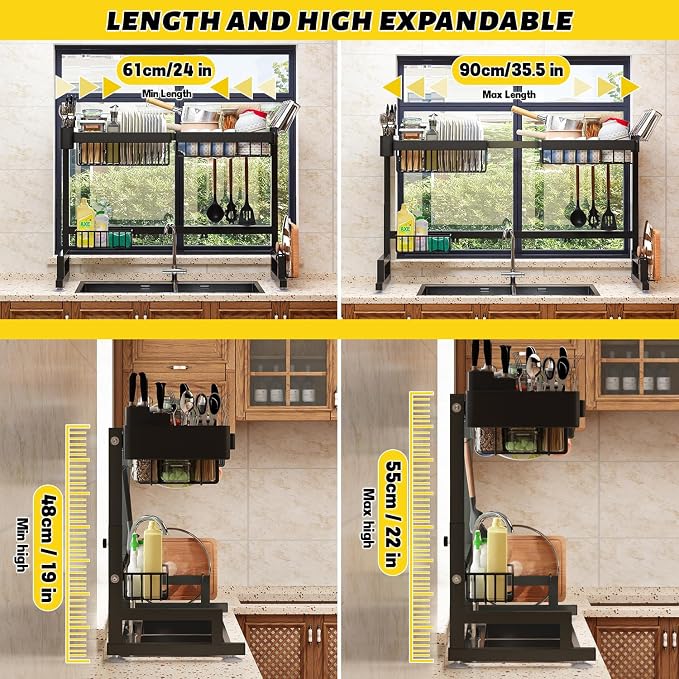 ilvvan Over Sink Dish Drying Rack Snap-On Design Large Dish Drainer Storage - Image 7