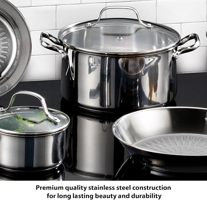 T-fal Performa Stainless Steel Cookware Set 12 Piece Induction Oven Broiler - Image 2