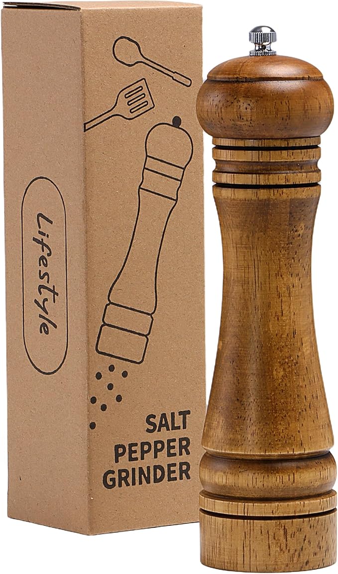 Wood Salt and Pepper Grinder, Salt Grinder and Pepper Mill, Oak Wood Shakers by MJINGMEI