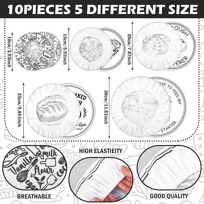 Patelai 10 Pcs Bowl Covers Reusable in 5 Size Stretch Cloth Fabric Elastic Food - Image 3