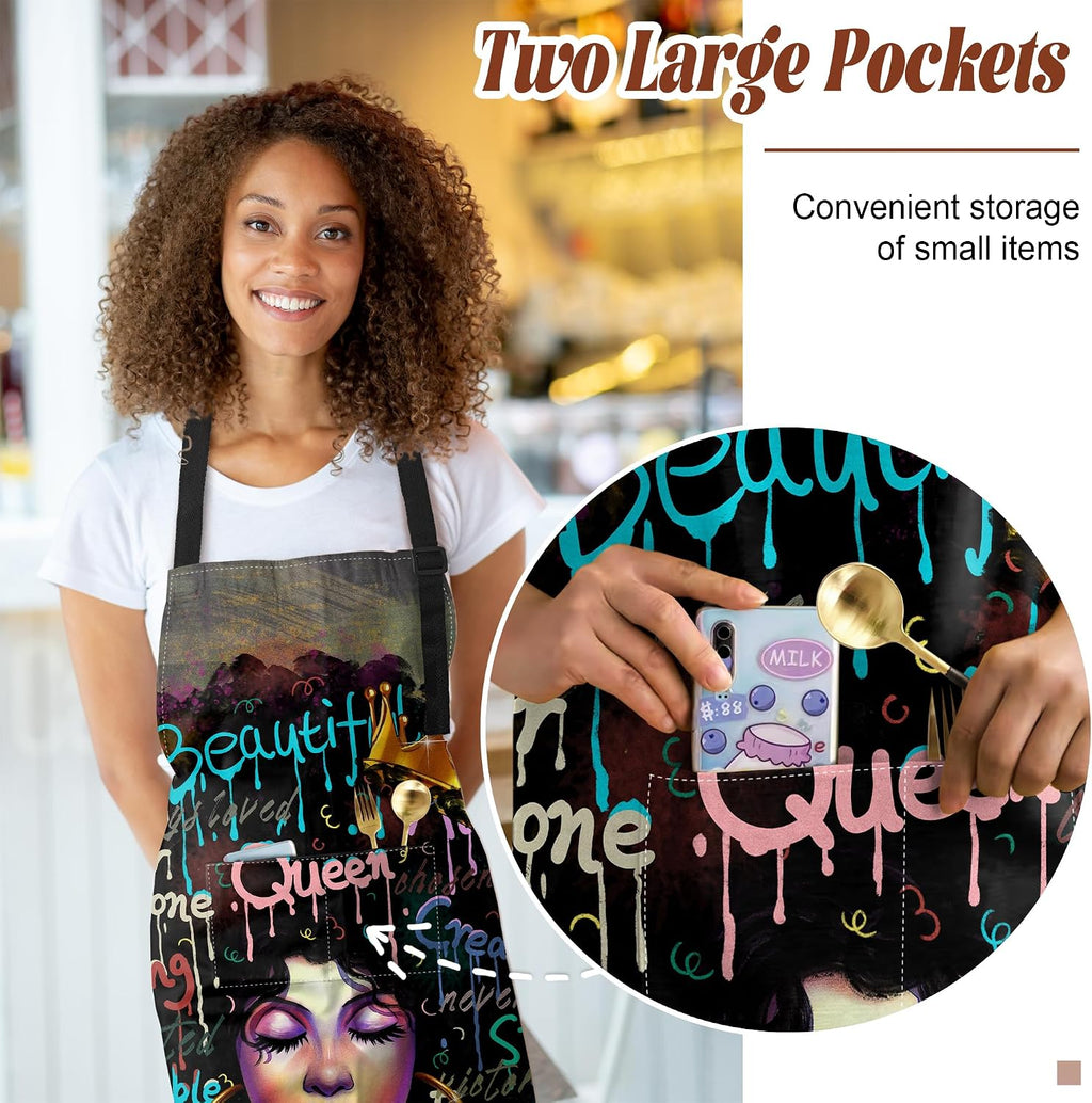 Aprons For Women With Pockets African Art Apron Black Girl Kitchen