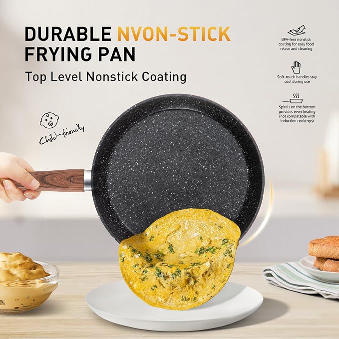 DishDelight 17 Piece Pots and Pans Set Non Stick, Nonstick Induction Granite - Image 3
