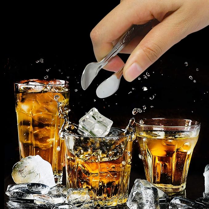 6PCS Mini Serving Tongs, 4Inch Rose Stainless Steel Sugar Cube Tongs, Sliver - Image 3