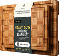 2 Pack Heavy Duty Bamboo Cutting Board Set Non Slip Over Sink Solid End Grain by Socisen