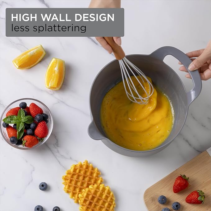 COOK WITH COLOR Nesting Plastic Mixing Bowl Set with Pour Spouts and Handles - Image 4