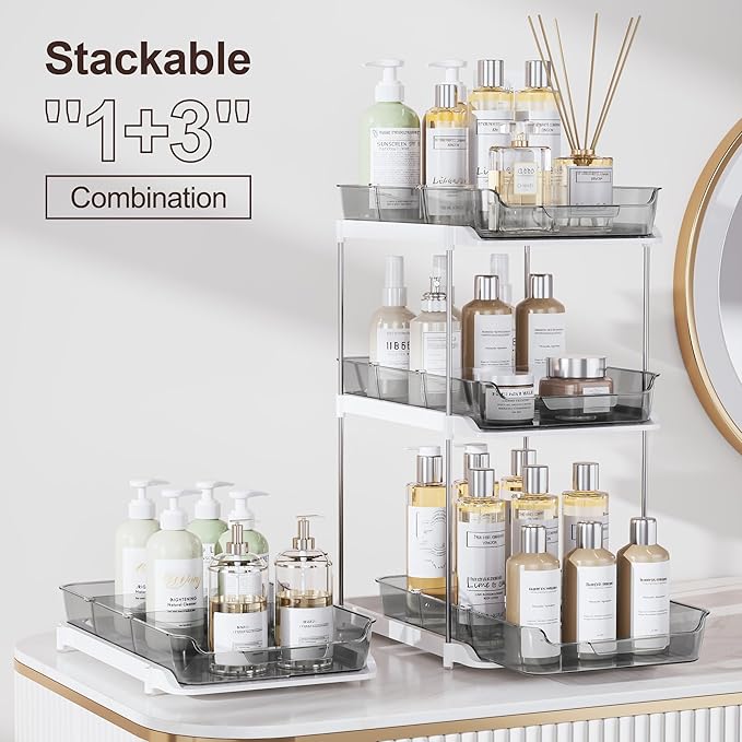 Delamu 2-Tier Multi-Purpose Bathroom Under Sink Organizers and Storage - Image 3