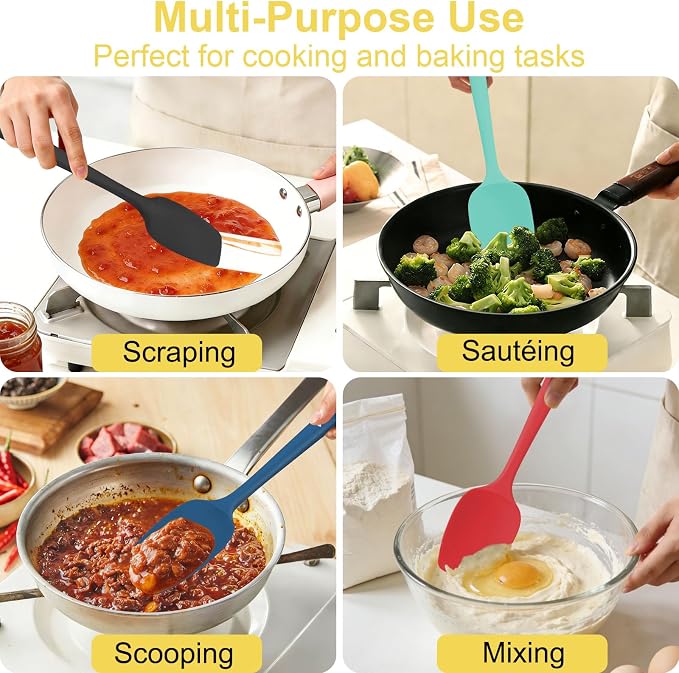 4 Pcs Silicone Spoon Spatula Set, 11.4 In, Food Grade Rubber Spatulas - Image 6