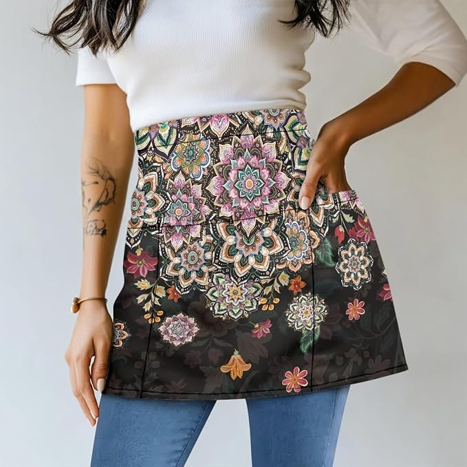 Server Apron with 3 Pockets, Waterproof Oil Waitress Waiter Half Apron - Image 2