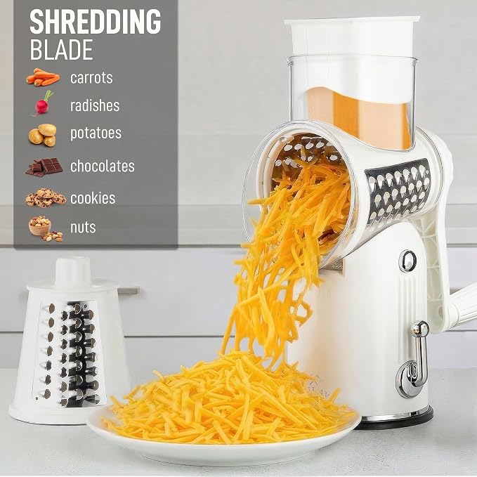 Zulay Kitchen Rotary Cheese Grater 5 Blade Cheese Shredder - Image 3