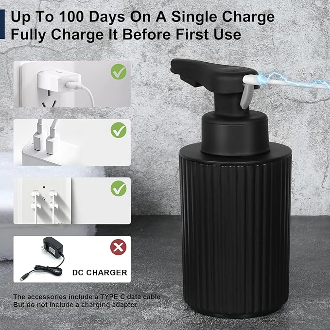 Automatic Soap Dispenser Foaming Touchless: 9oz Black Plastic - Image 6