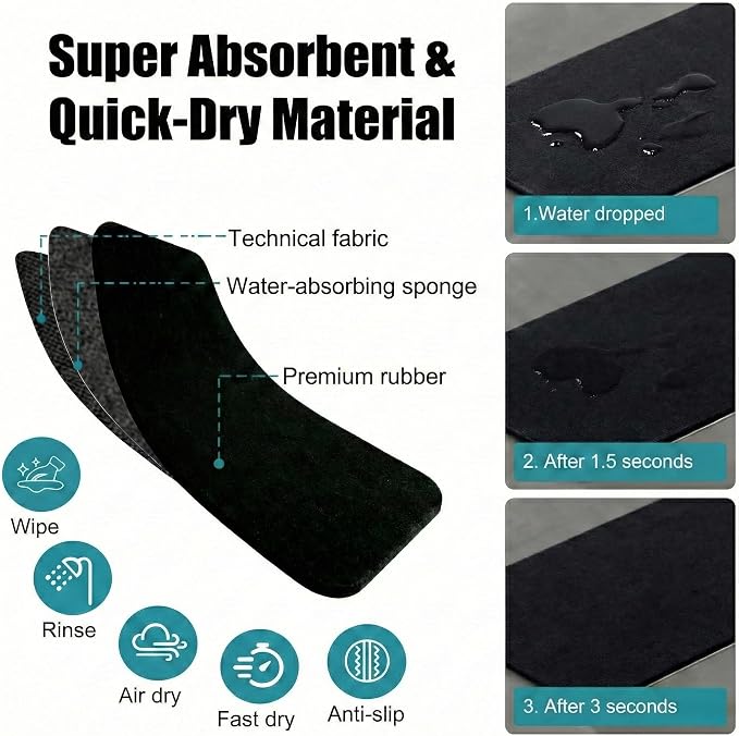 2PCS Customizable Small Dish Drying Mat: 18"L x 9"W Trimmable Quick Dry Pad - Image 5