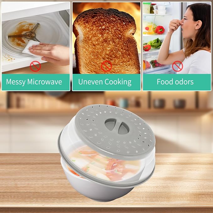 8.3inch Collapsible Microwave Food Cover, Splatter Guard, Vented Microwave Lid - Image 3