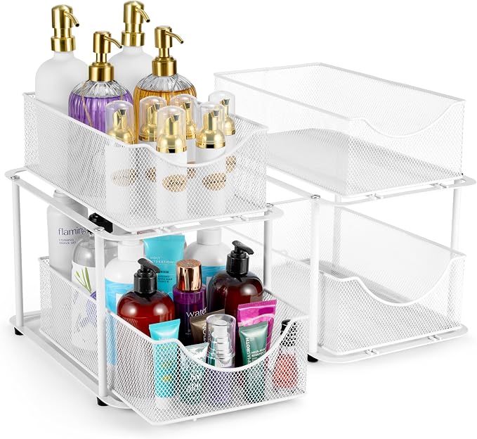 Sorbus 2 Sets of 2 Tier Metal Under Sink Organizer by Sorbus