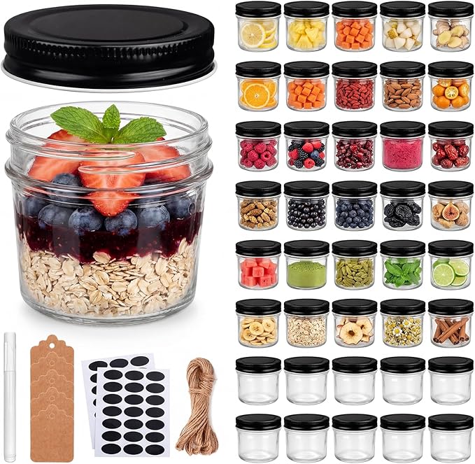 QAPPDA 40 Packs 4oz Glass Mini Mason Jars by QAPPDA