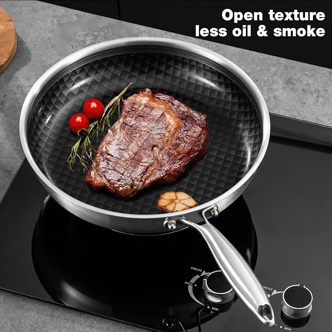 DELARLO 10 inch Tri-Ply Stainless Steel Frying Pan - Image 3