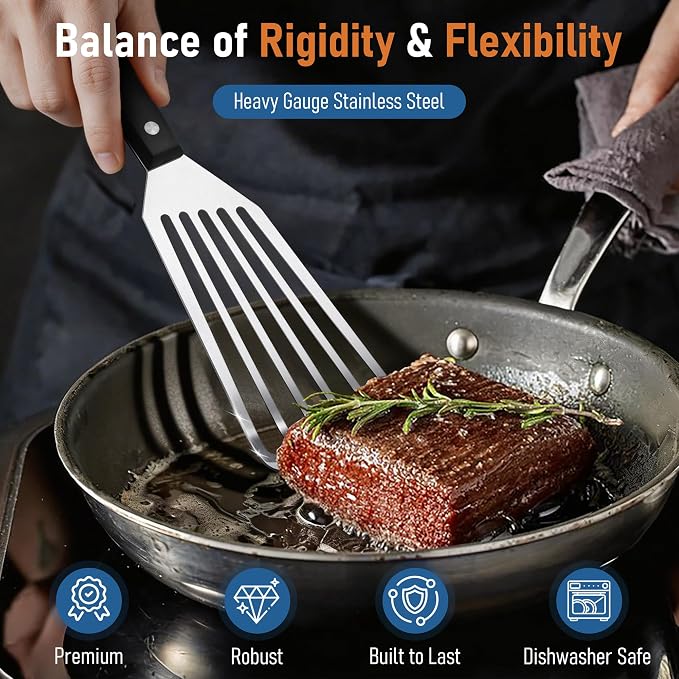 Joyfair Fish Spatula Metal Spatulas, Kitchen Slotted Turners & Outdoor Griddle - Image 3