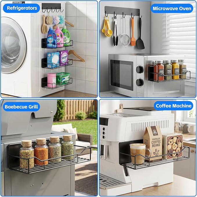 Magnetic Spice Rack for Refrigerator, 5 Pack Magnetic Fridge Organizer Shelves - Image 7