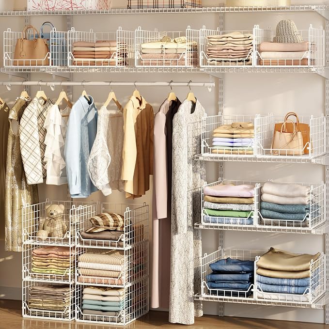 Jakyitvi 6-Tier Closet Shelf Organizer, Metal Stackable Closet Organizers and - Image 4