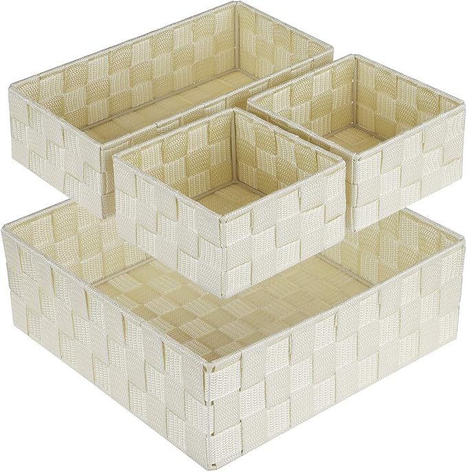 Posprica Woven Storage Baskets for Organizing, Small Black Baskets Cube Bin by Posprica