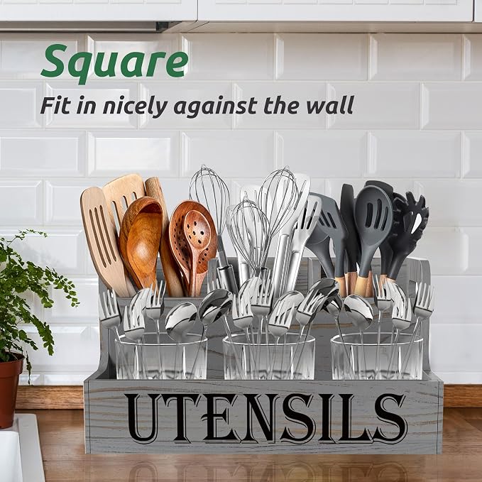 Suli Kitchen Utensils Holder, Wooden Utensil Organizer - Image 5