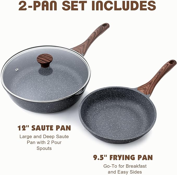 SENSARTE Nonstick Frying Pan Skillets, Swiss Granite Coating Omelette Pans - Image 3