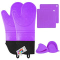 Silicone Oven Mitts and Pot Holders Sets, MTZRFLL Extra Long Heat Resistant by MTZRFLL