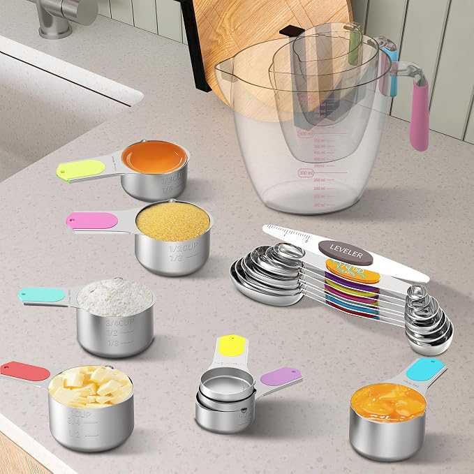 Magnetic Measuring Cups and Spoons Set, 5 Stainless Steel Measuring Cups - Image 6