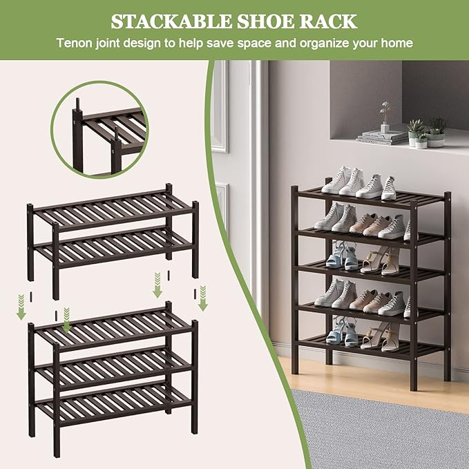 ROMGUAR CRAFT 3 Tier Bamboo Shoe Rack - Image 4