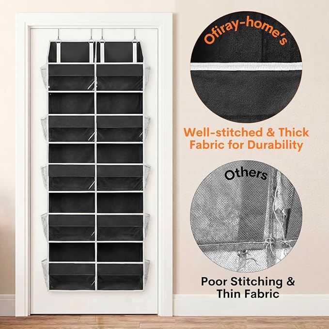 Over the Door Organizer 5 Tiers, Extra Large Behind Door Storage of 10 - Image 7