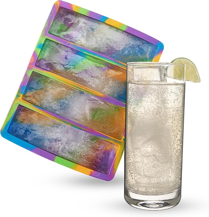 Host Ice Cube Tray, Makes Four 5-Inch Long Cubes, Durable Silicone Trays by HOST