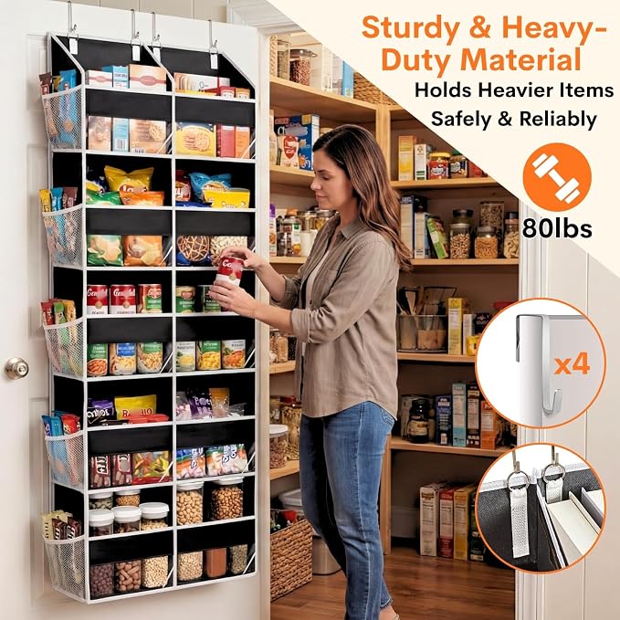 Over the Door Organizer 5 Tiers, Extra Large Behind Door Storage of 10 - Image 3