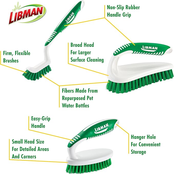Libman Scrub Brush Kit | Cleaning Brush | Tile & Grout Brush | Small Scrub - Image 4