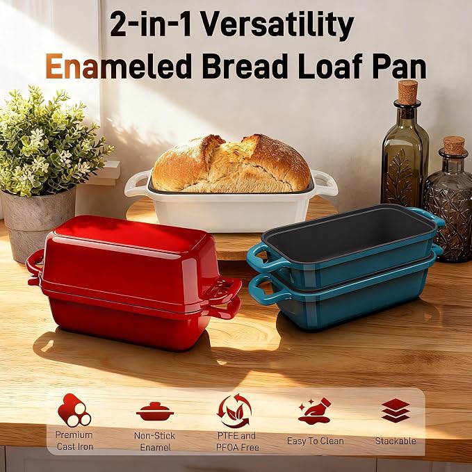 Enameled Cast Iron Dutch Oven for Sourdough Bread Baking, 8.5 x 4.5Inch Oval - Image 5