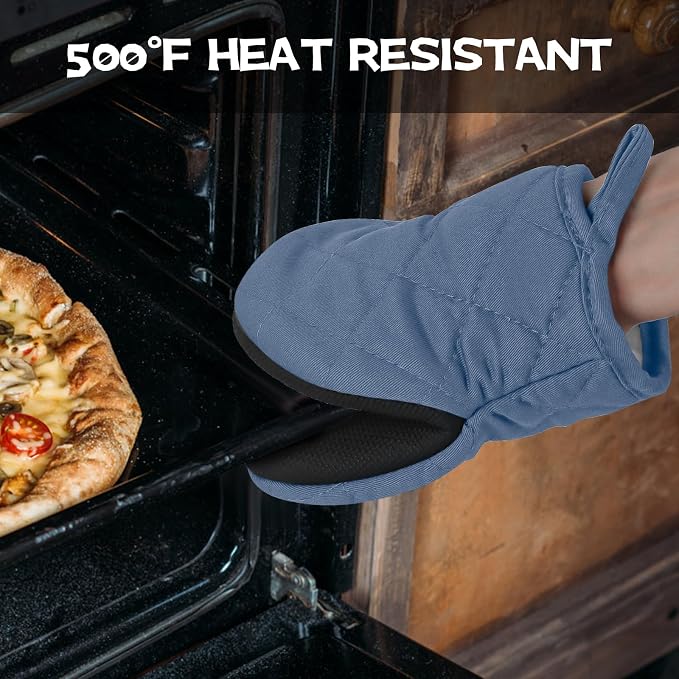Oven Mitts and Pot Holders Set, Heat Resistant Silicone Kitchen Mini Oven - Image 5