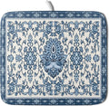 Blue Floral Dish Drying Mat for Kitchen Counter 16x18 Chinoiserie Flower Print by Aytipun