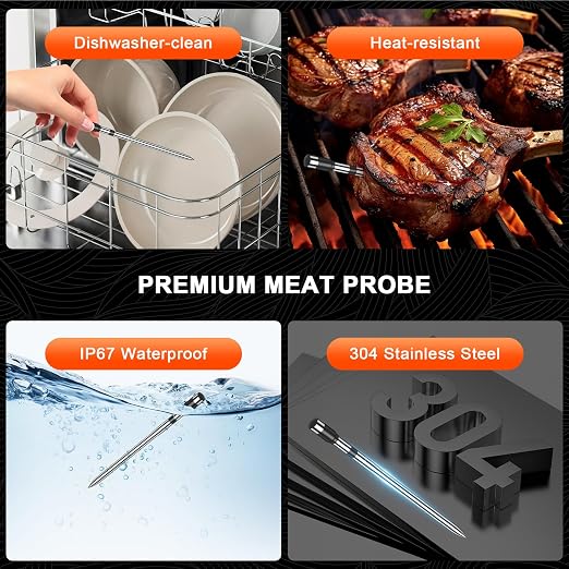 Wireless Meat Thermometer with Smart Timer & APP Alerts, 800ft Bluetooth Grill - Image 8