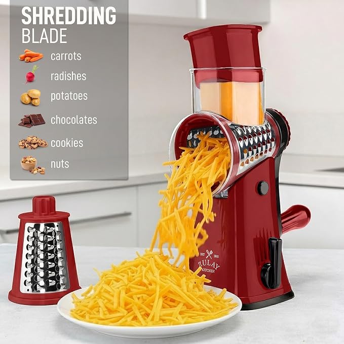 Zulay Kitchen Rotary Cheese Grater 5 Blade Cheese Shredder - Image 3
