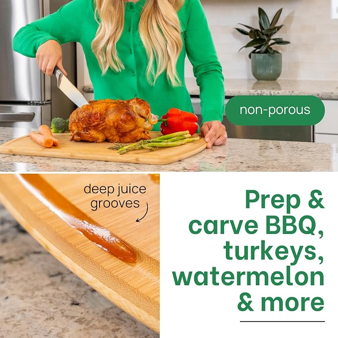 Greener Chef 20 Inch Bamboo Cutting Board Featuring Super-Sized Glue-Free - Image 5