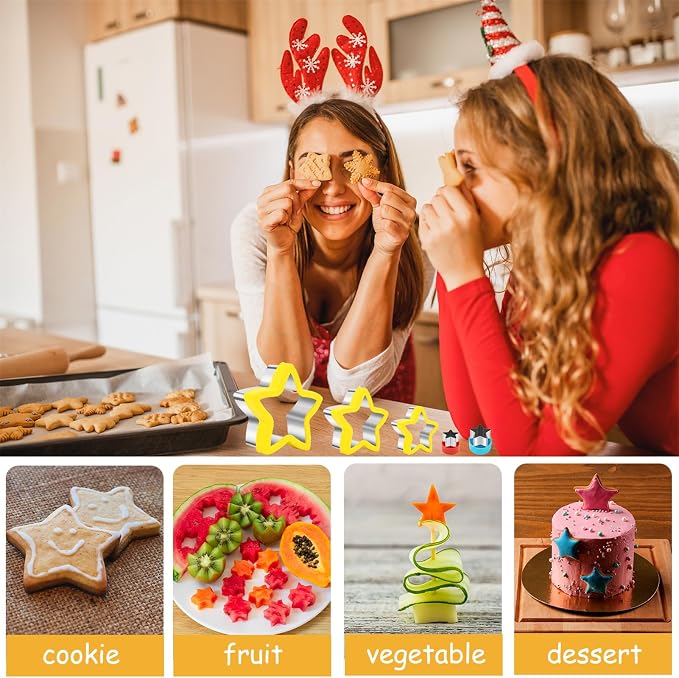 Nifogo Star Cookie Cutters 5 Pcs, Mini Small Large Sizes Stainless Steel - Image 8