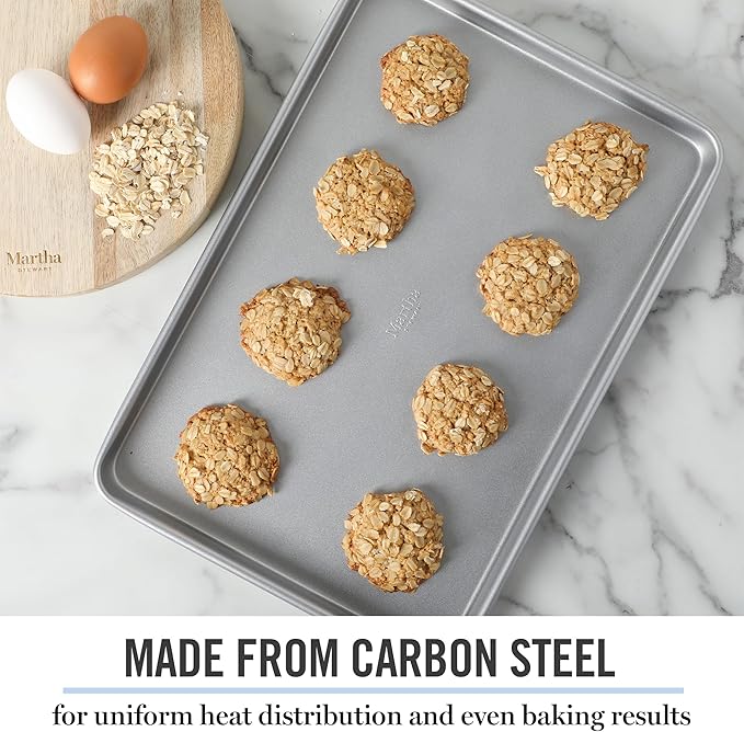 Martha Stewart Gallen 15 x 10 Inch Nonstick Carbon Steel Cookie Sheet – Silver - Image 4