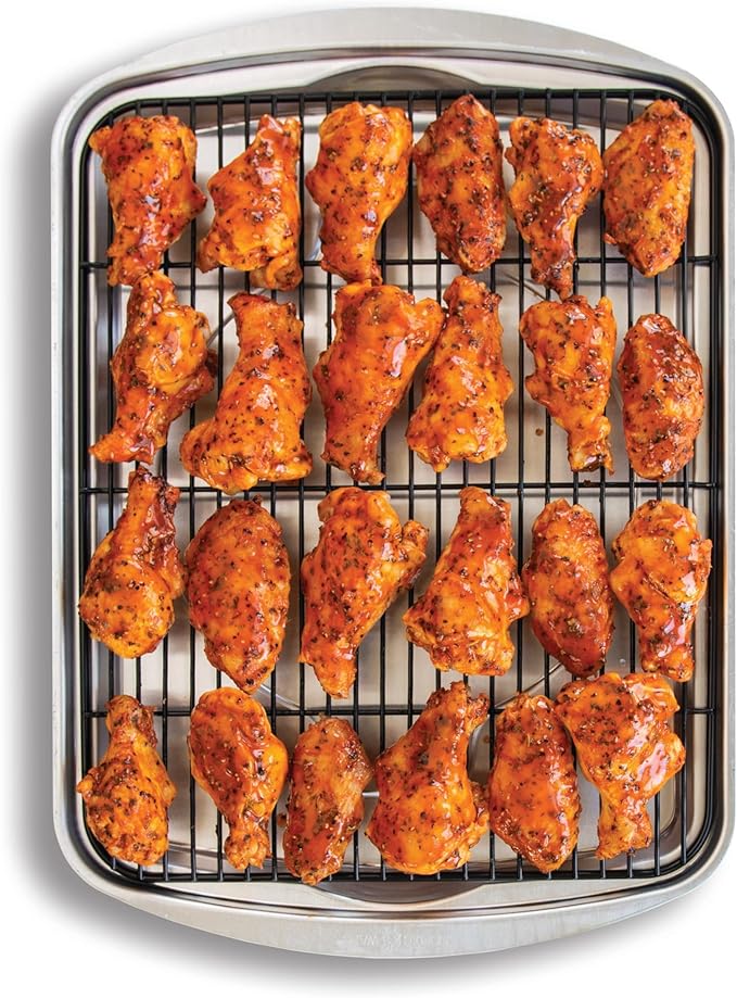 Nordic Ware Oven Crisp Baking Tray 2pc Set Includes Pan and Rack; Natural by NordicWare