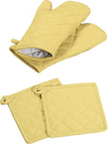Oven Mitt & Pot Holder 100% Cotton Set of Heat Resistant Oven Gloves & Hot Pads by SoftopiaCotton