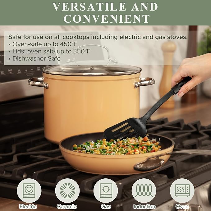 Nuwave Healthy Duralon Blue Ceramic Nonstick Cookware Set, Diamond Infused - Image 3