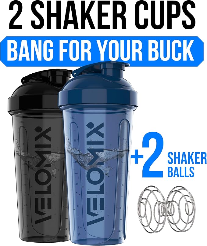 VELOMIX -2 Pack- 28 oz Protein Shaker Bottles - Image 2