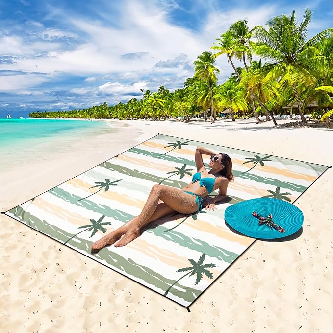 HIHOHO Beach Blanket Waterproof Sandproof Extra Large Beach Mat 79" X - Image 5