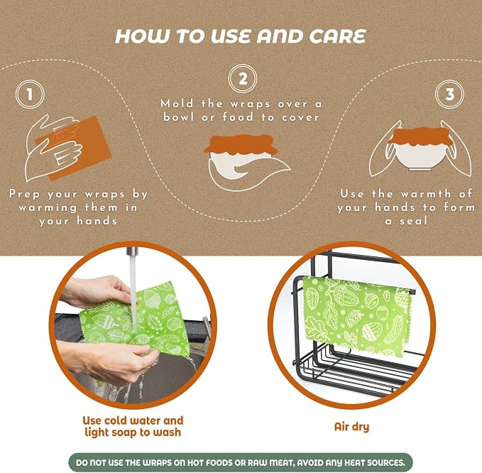 Akeeko Reusable Beeswax Food Wraps - Image 6